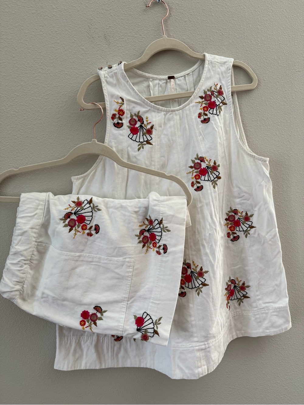Free People Strada Embroidered Two-Piece Tank & Short Set XL - Picture 2 of 13
